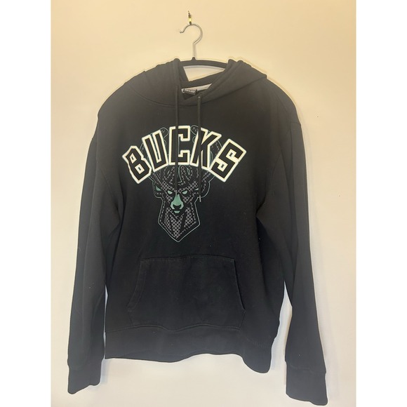 NBA Milwaukee Bucks Men's Large Hoodie Sweatshirt Black Used - Picture 1 of 7